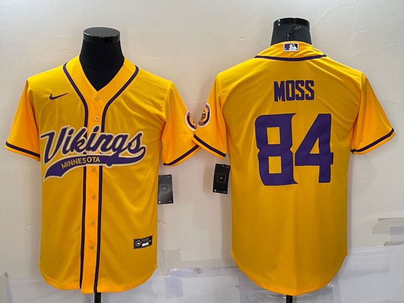 Men Minnesota Vikings 84 Moss Yellow 2022 Nike Co branded NFL Jersey